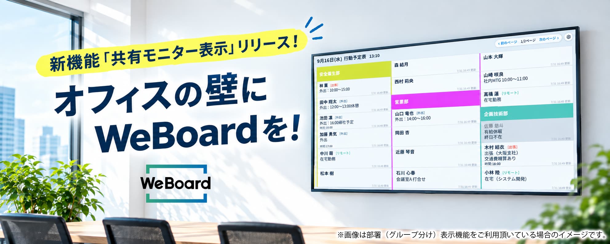 新機能「共有モニター表示」リリース！オフィスの壁にWeboardを！